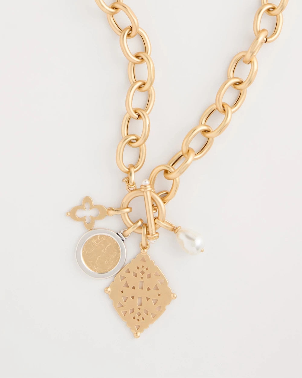 Chico's Toggle Cameo Charm Necklace