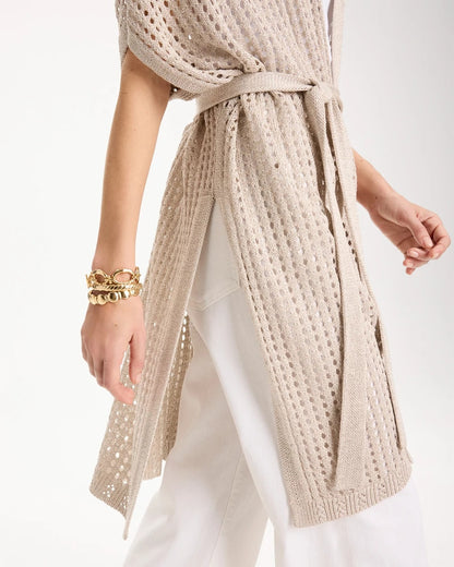 Chico's Crochet Knit Belted Ruana