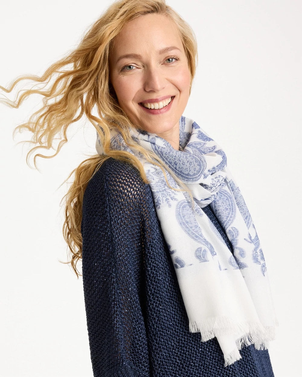 Chico's Paisley Jacquard Oblong Scarf