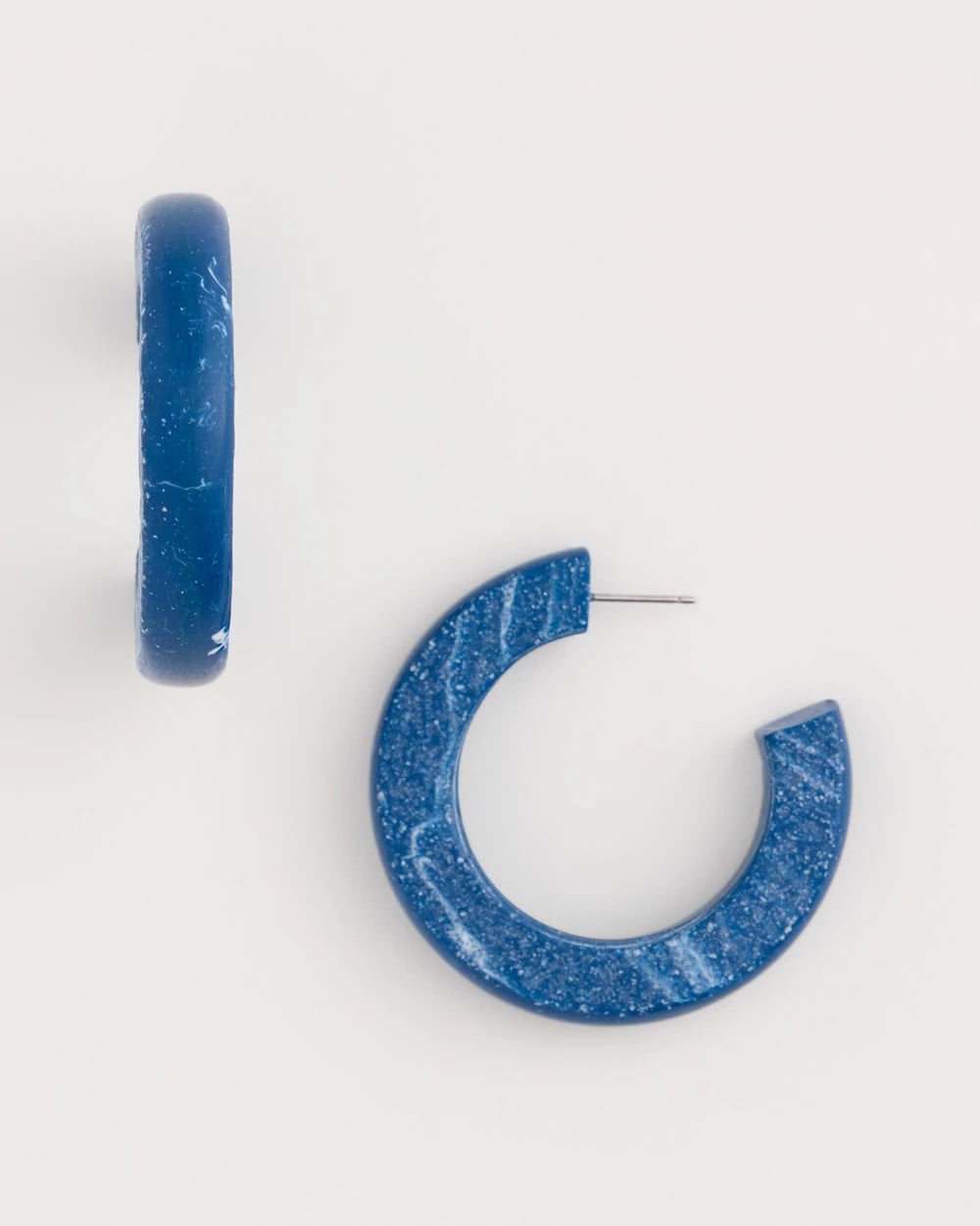Chico's Blue-Neutral Wood Hoop Earrings