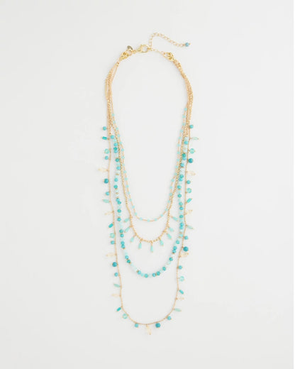 Chico's Multi-Strand Aqua Layering Necklace