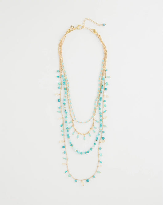 Chico's Multi-Strand Aqua Layering Necklace
