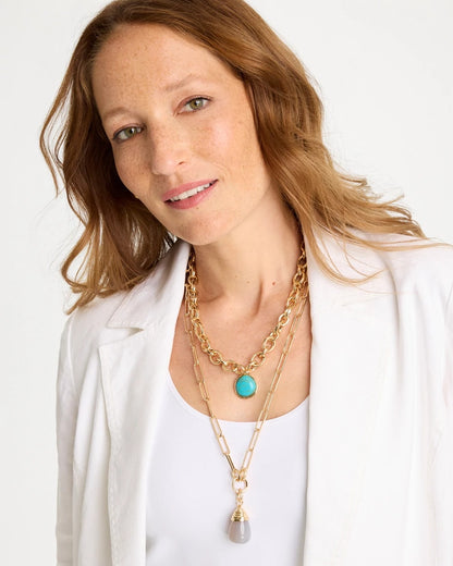 Chico's Double-Strand Blue Pendant Necklace