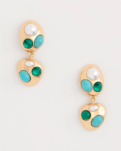 Chico's Blue Pearl Cab Drop Earrings
