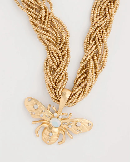 Chico's Beaded Bee Pendant Necklace