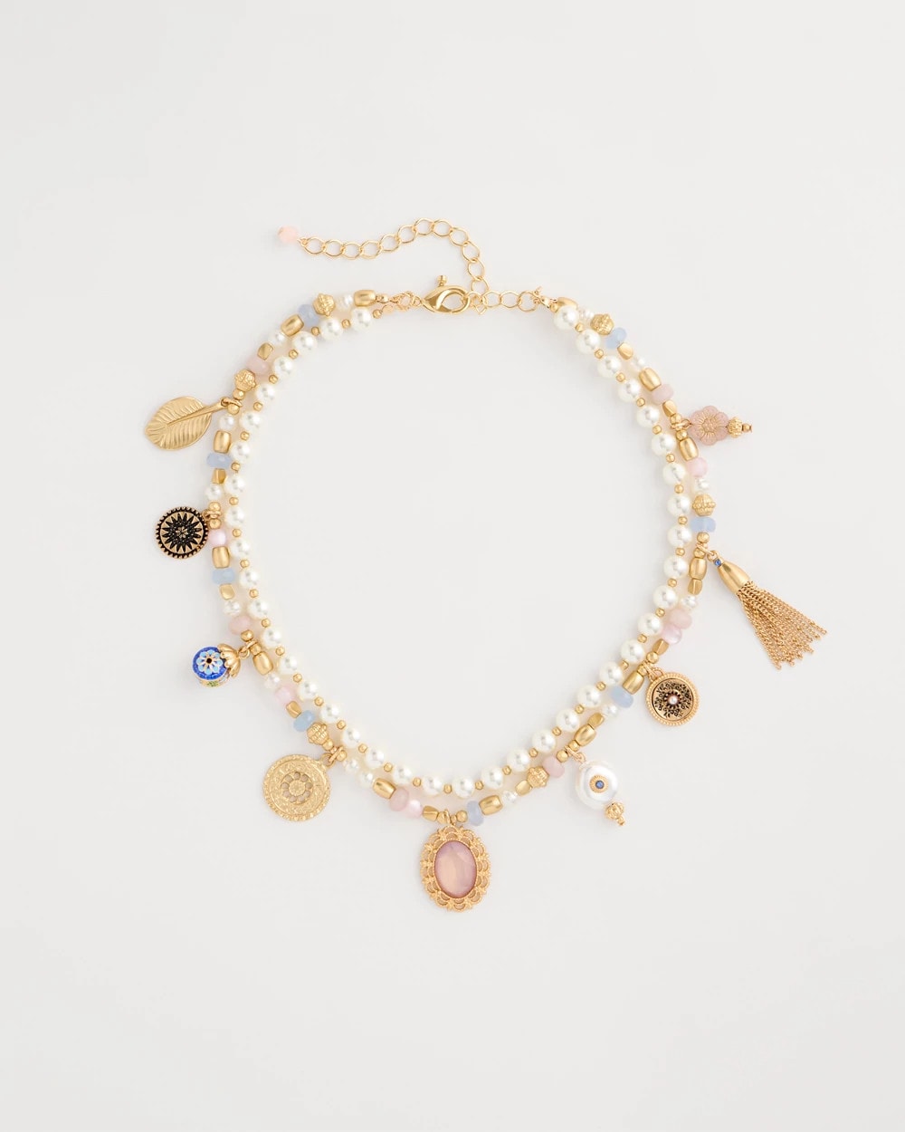 Chico's Genuine Jade Stone Charm Short Necklace