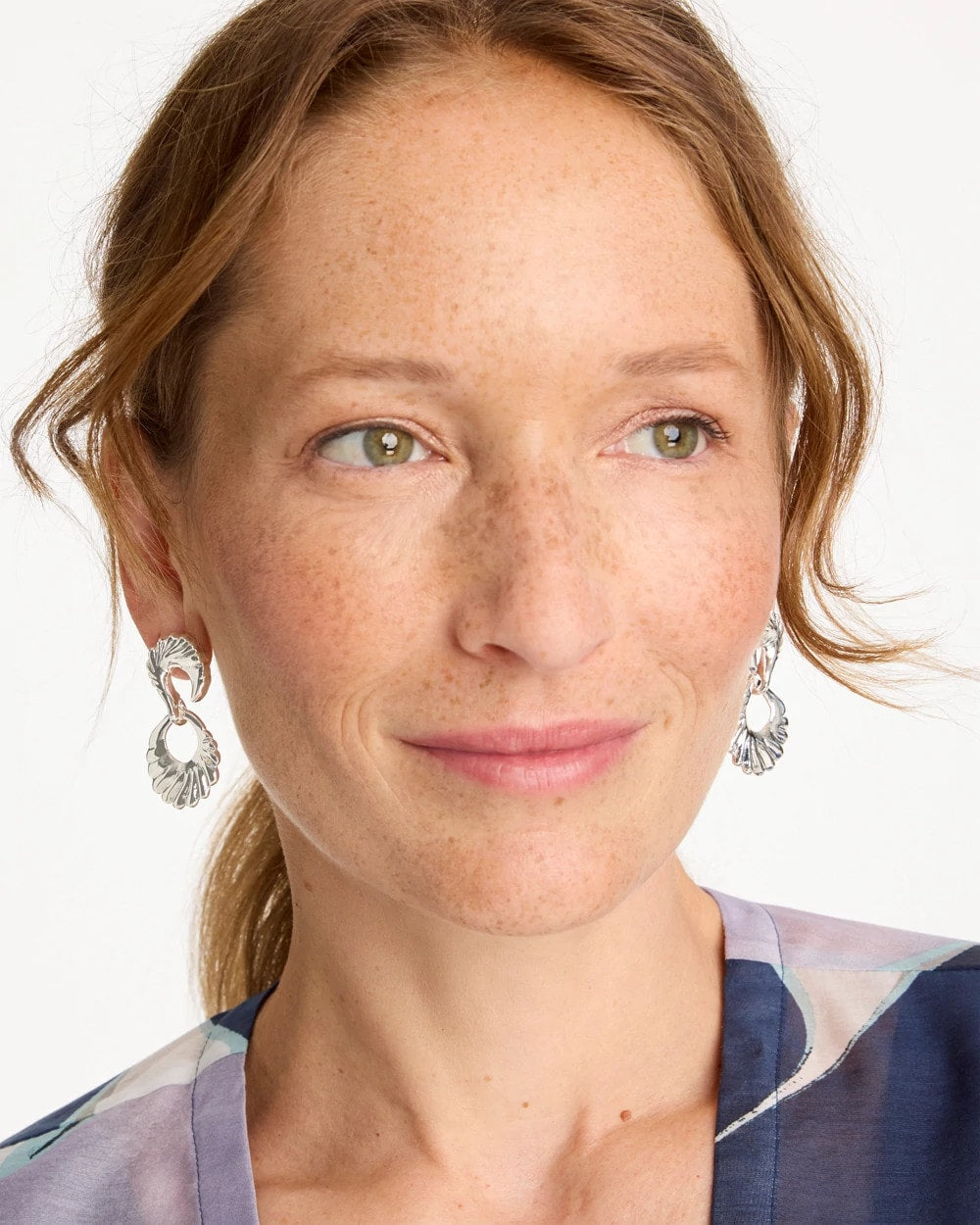Chico's Silvertone Doorknocker Earrings