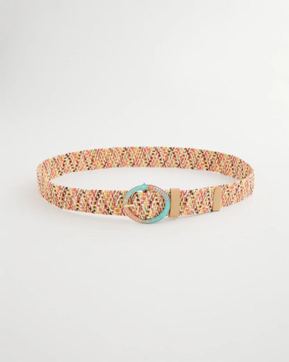 Chico's Raffia Wrapped Multi-Color Stretch Belt