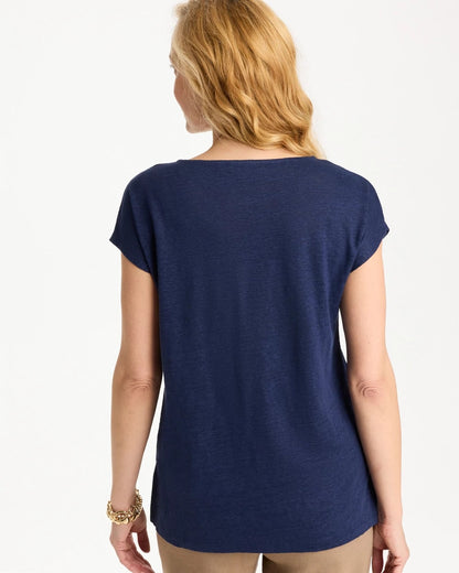 Chico's Embroidered Linen Dolman Tee
