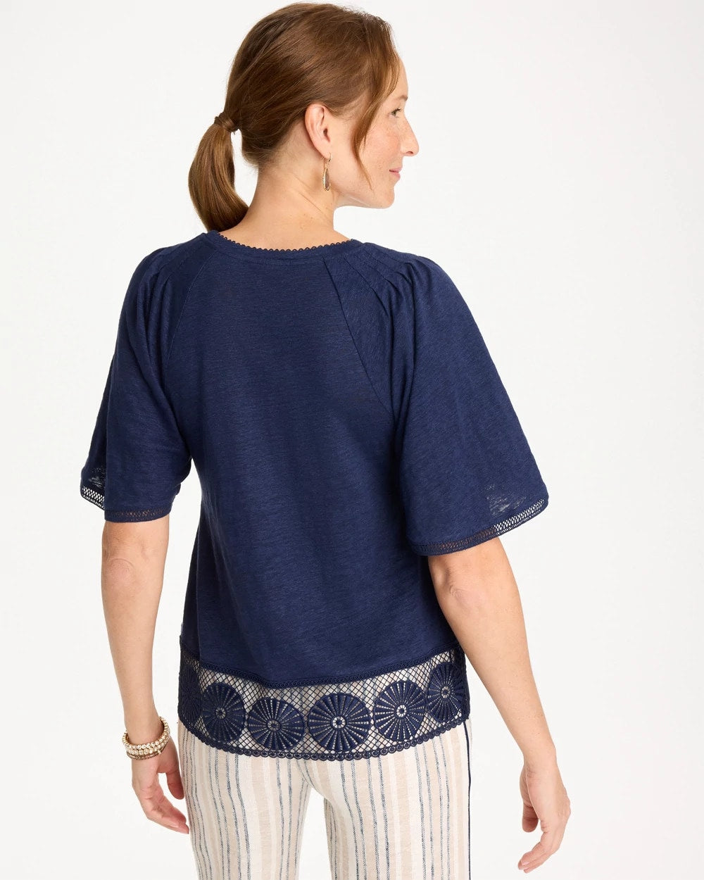 Chico's Linen Crochet Tee