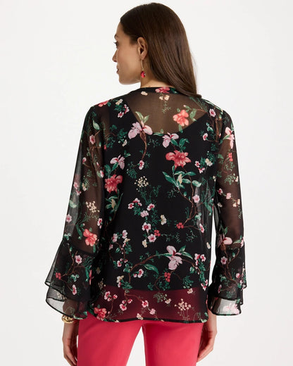 Chico's Georgette Ruffled Cuff Blouse