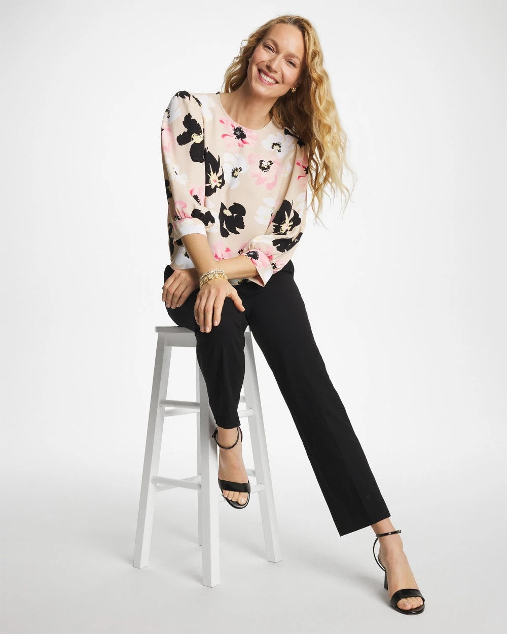 Chico's Satin Blossom Burst Top