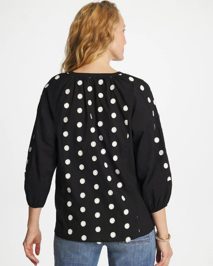 Chico's Textured Polka Dot Blouse