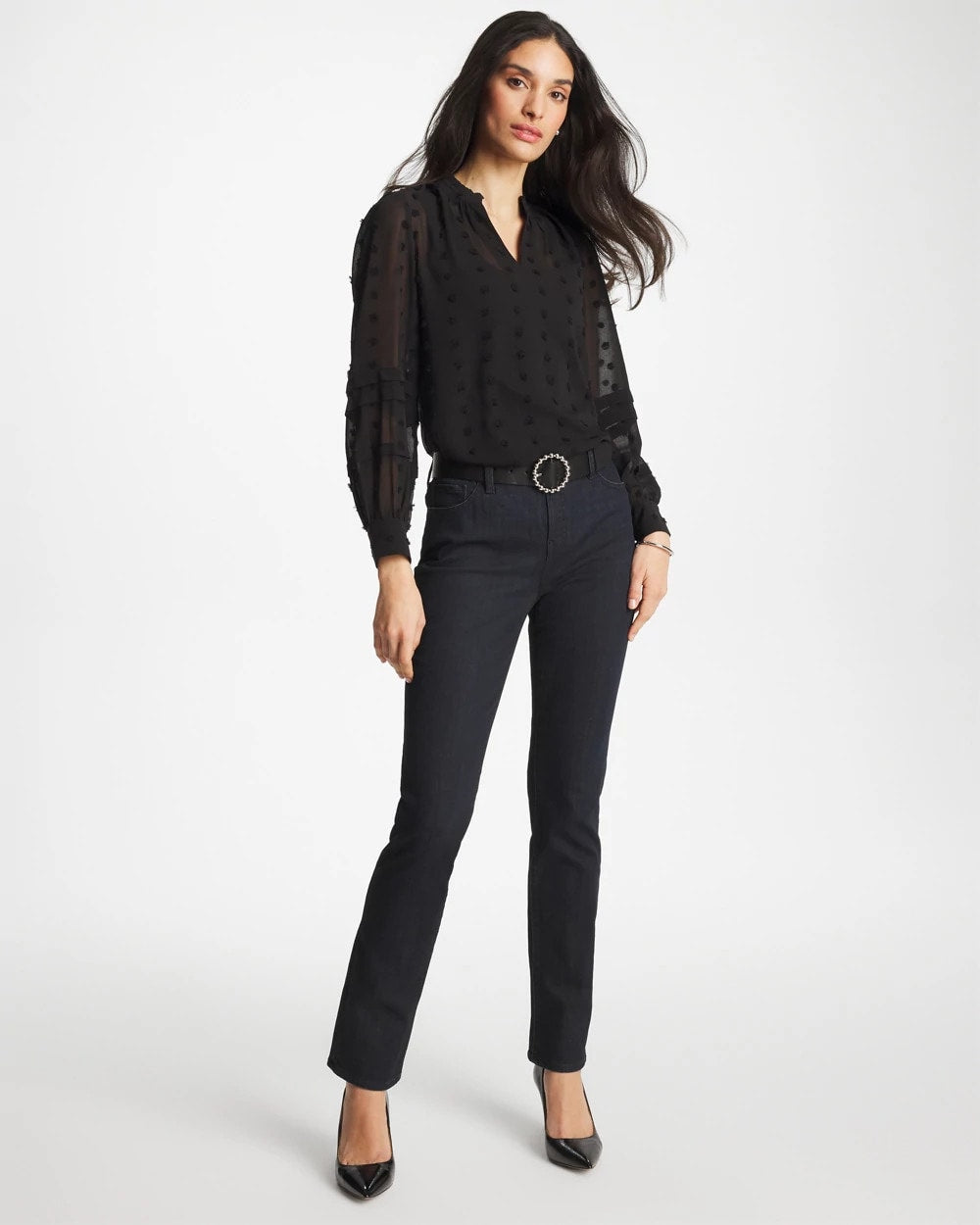 Chico's 3D Dot Jacquard Chiffon Blouse