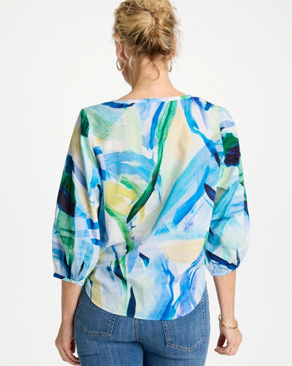 Chico's Printed Tie-Front Top