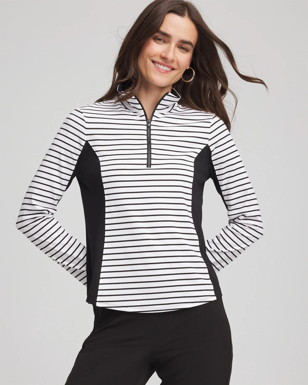 Chico's Zenergy® UPF Striped Block Half Zip
