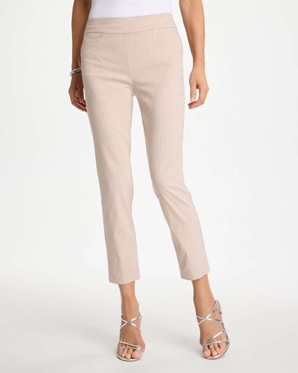 Chico's Brigitte™ Slim Twill Stripe Neutral Crop