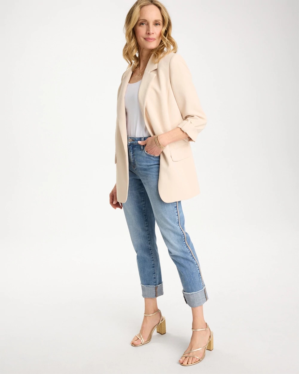 Chico's Girlfriend Roll Cuff Crop Jeans
