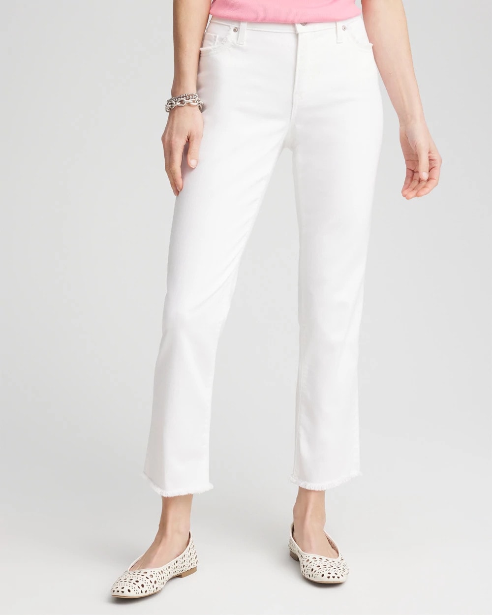 Chico's Girlfriend Frayed Cropped No Stain Jeans