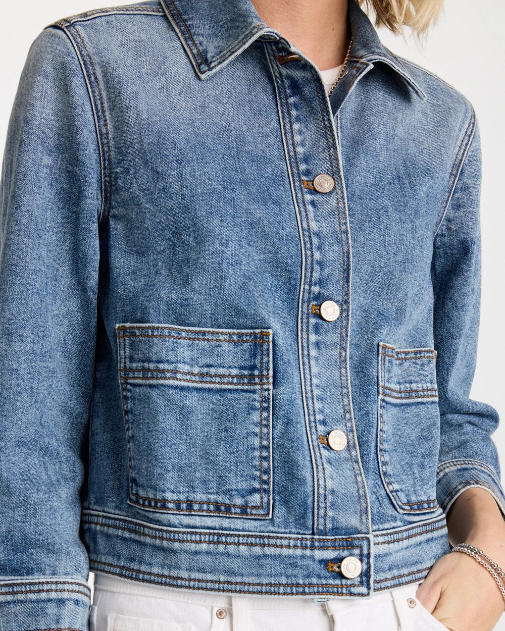 Chico's Denim Cropped Trucker Jacket