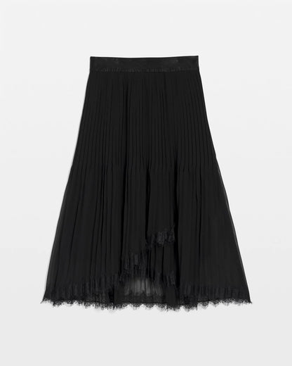 Chico's Pleated Lace Hem Midi Skirt