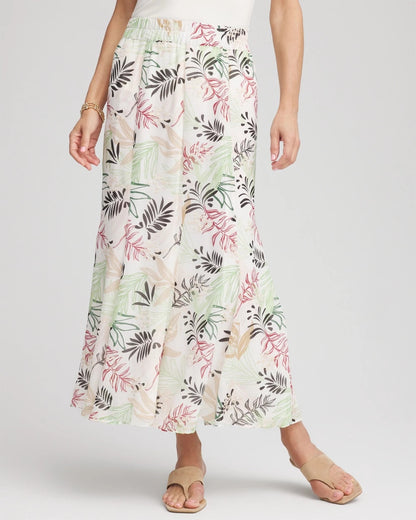 Chico's Floral Embroidered Crinkle Maxi Skirt