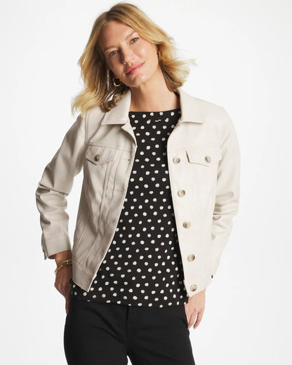 Chico's Faux Leather Trucker Jacket