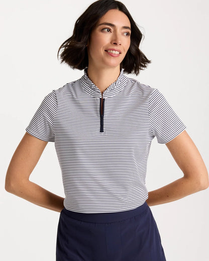Chico's Zenergy® UPF Ruffle Striped Half Zip