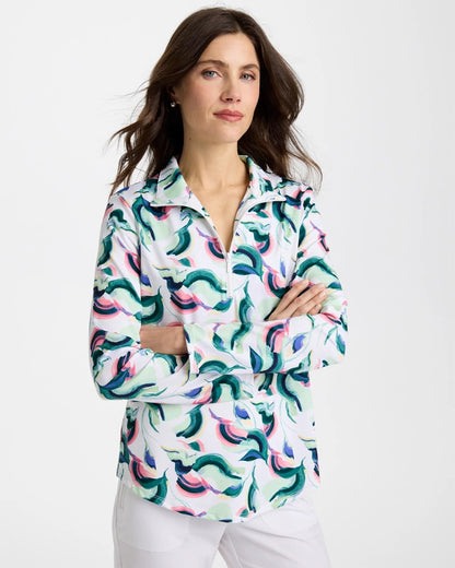 Chico's Zenergy® UPF Blooms Mock Zip Polo