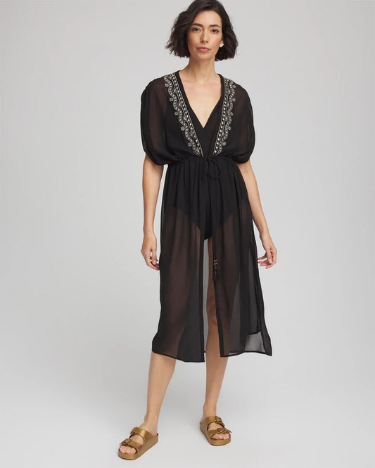 Chico's Miraclesuit® Beach Embroidered Long Kimono