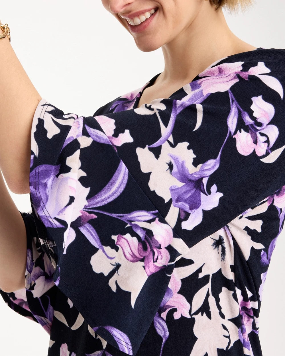 Chico's Travelers™ Amethyst Iris Flounce-Sleeve Top