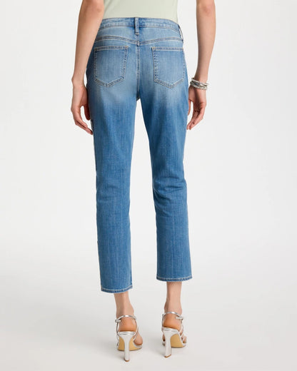 Chico's Floral Patchwork Girlfriend Crop Jeans