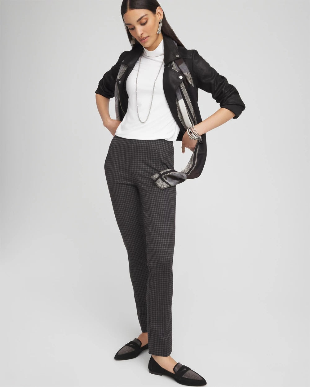 Chico's Juliet Tonal Check Ankle Pants