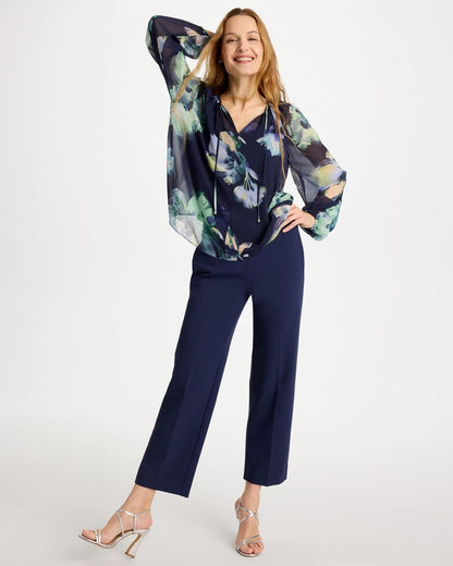 Chico's Crinkle Chiffon Tie-Front Blouse
