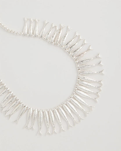 Chico's Silvertone Fish Collar Necklace