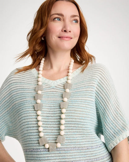 Chico's Long Geo Beaded Necklace