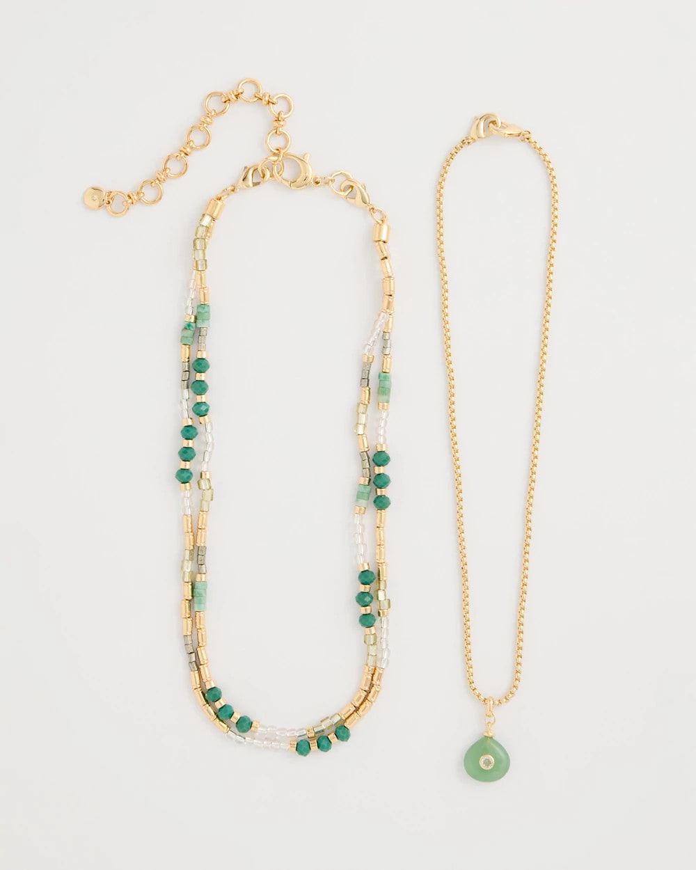Chico's Aventurine Stone Pendant Necklace