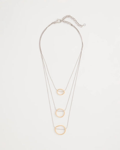 Chico's Mixed Metal Triple Circle Pendant Necklace