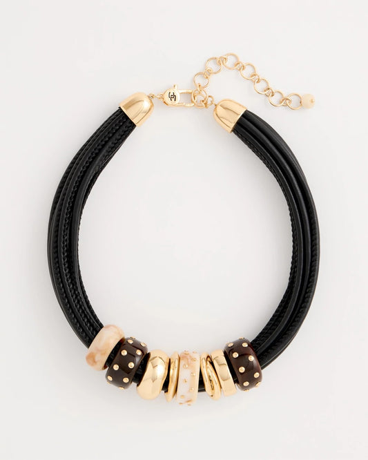 Chico's Embellished Rings Corded Necklace