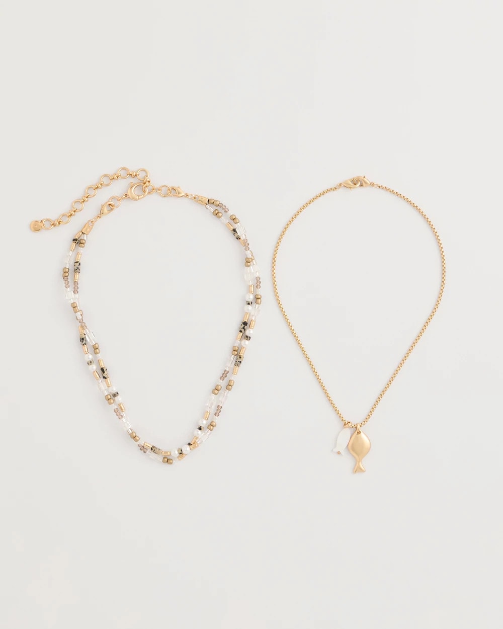 Chico's Neutral Jasper Shell Short Necklace