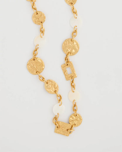 Chico's Pearl Hammered Long Necklace