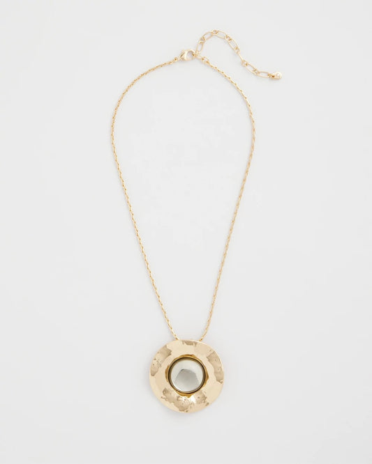 Chico's Green Gold Short Pendant Necklace