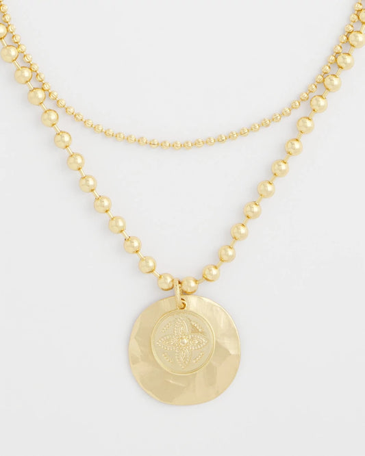 Chico's Short Gold Ball Chain Pendant