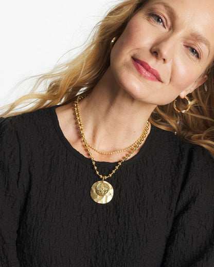 Chico's Short Gold Ball Chain Pendant