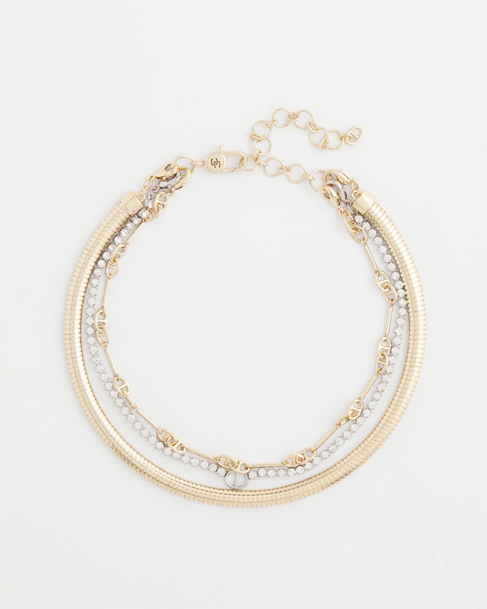 Chico's Mixed Metal Link Triple-Strand Necklace