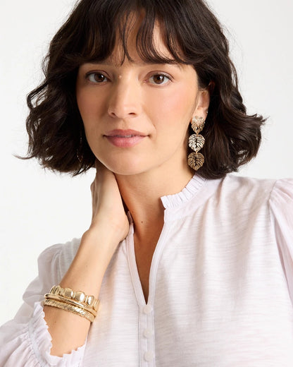 Chico's Palm Frond Linear Drop Earrings