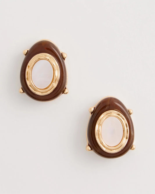 Chico's Genuine River Shell Stud Earrings