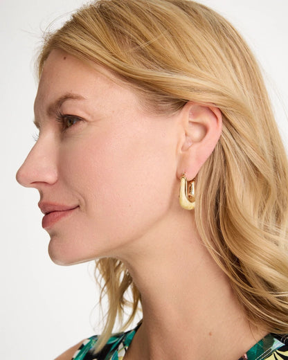 Chico's Neutral Goldtone Square Hoop Earrings