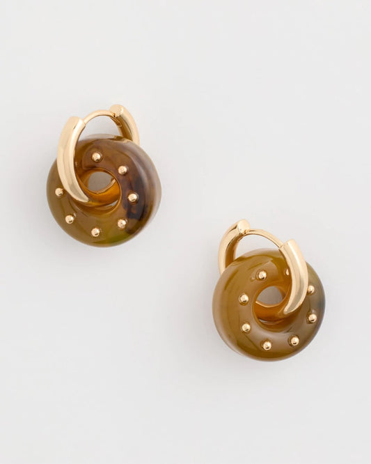 Chico's Neutral Resin Drop Hoop Earrings
