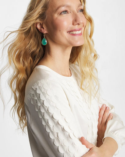 Chico's Green Teardrop Fishwire Earrings